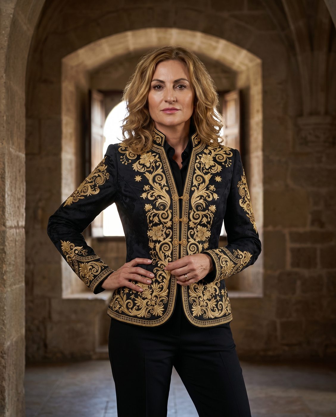 Chaqueta de mujer Valencia cultura fallera sobre modelo
