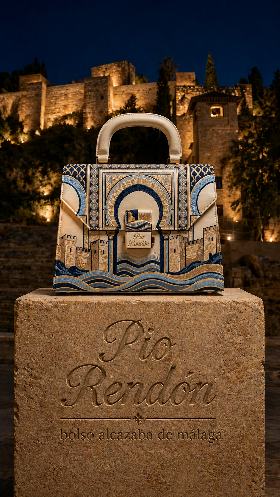 Bolso Alcazaba de Málaga de Pio Rendón con inspiración arquitectonica andalusí.