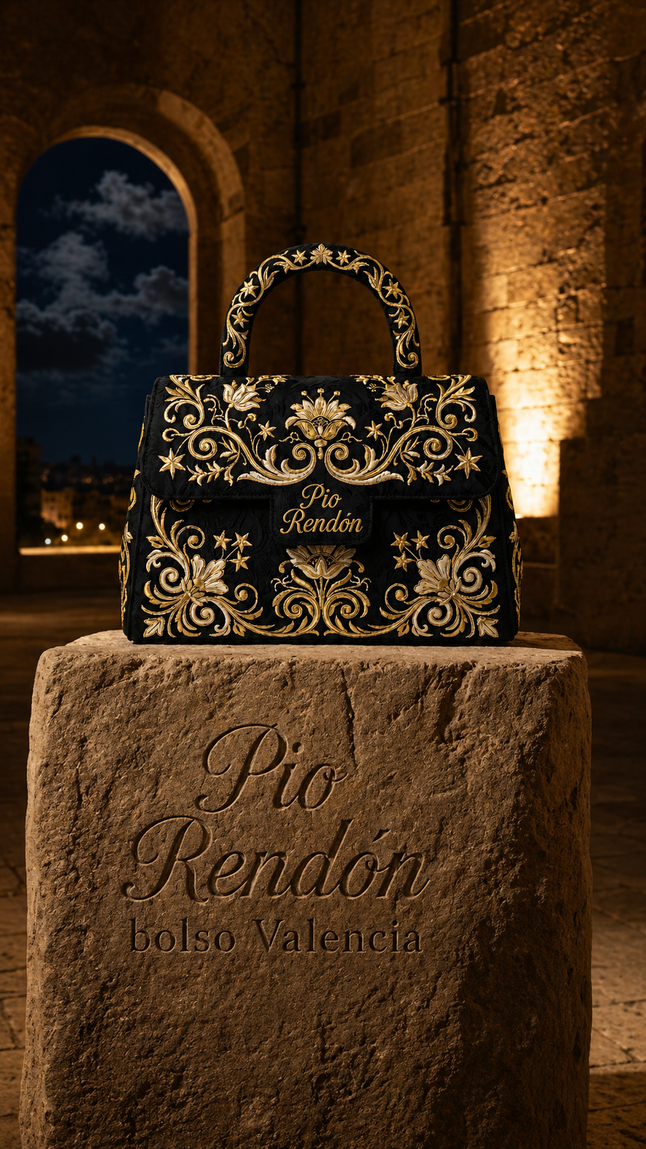 Bolso Valencia de Pio Rendón inspirado en la cultura fallera y el bordado ornamental.